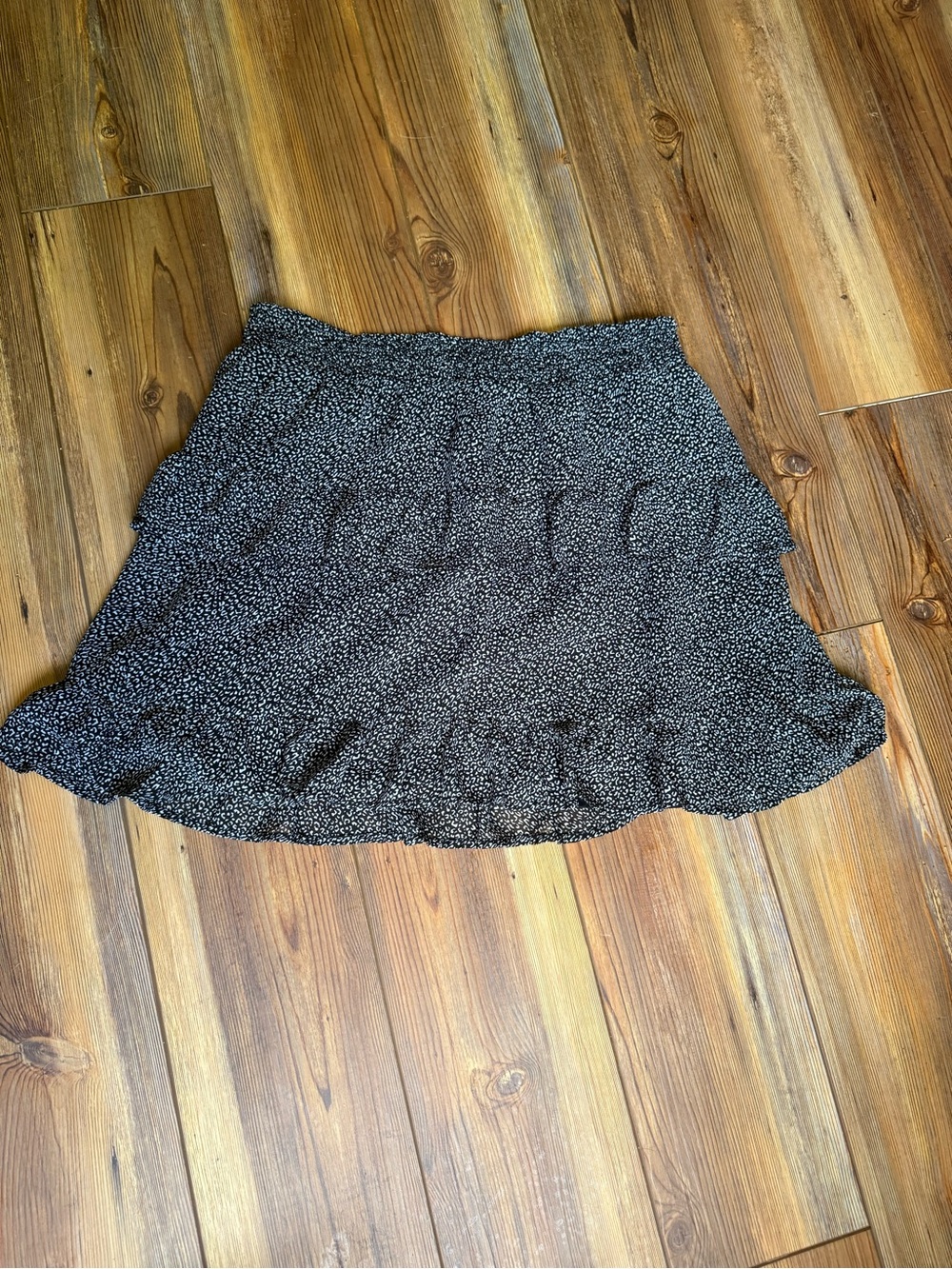 Altar'd State Black Microdot Tiered Mini Skirt